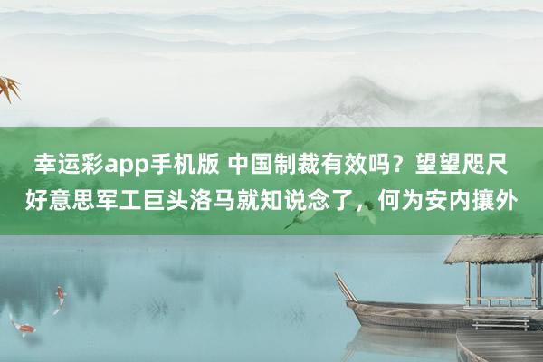 幸运彩app手机版 中国制裁有效吗？望望咫尺好意思军工巨头洛马就知说念了，何为安内攘外